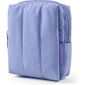 BAGSMART Puffy Padded Travel Makeup Bag Duo Large & Small for Women, Black(06-Purple)