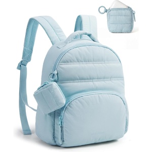 BAGSMART Small Backpacks for Women, Puffer Mini Backpack Purse with Pouch(A-baby Blue)