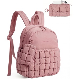 BAGSMART Small Backpacks for Women, Puffer Mini Backpack Purse with Pouch(C-dark Pink)