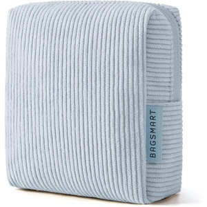 BAGSMART Small Corduroy Makeup Bag, Cosmetic Pouch for Women with Pocket(01-Dawn Blue Mini)