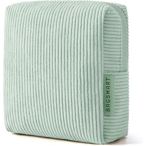 BAGSMART Small Corduroy Makeup Bag, Cosmetic Pouch for Women with Pocket(01-Forest Green Mini)
