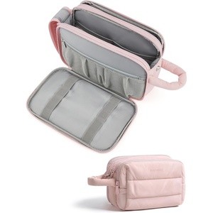 BAGSMART Travel Toiletry Bag for Women, Water-resistant, Camel(Light Pink)