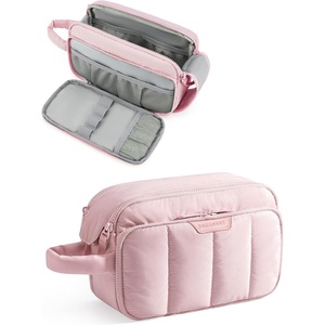 BAGSMART Travel Toiletry Bag for Women, Water-resistant, Camel(Pink)