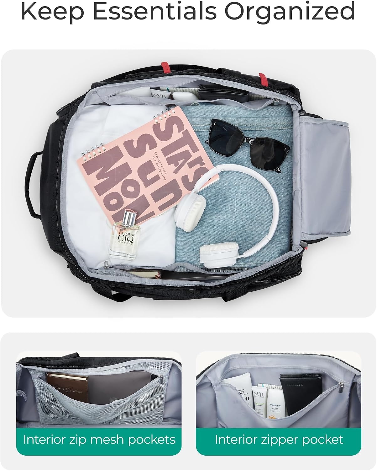 image:imageBAGSMART Rolling Duffle Bag with Wheels 36L Travel Bag with Waterproof Pockets AirlineApproved Carry On Duffel Bag with Handle Clame