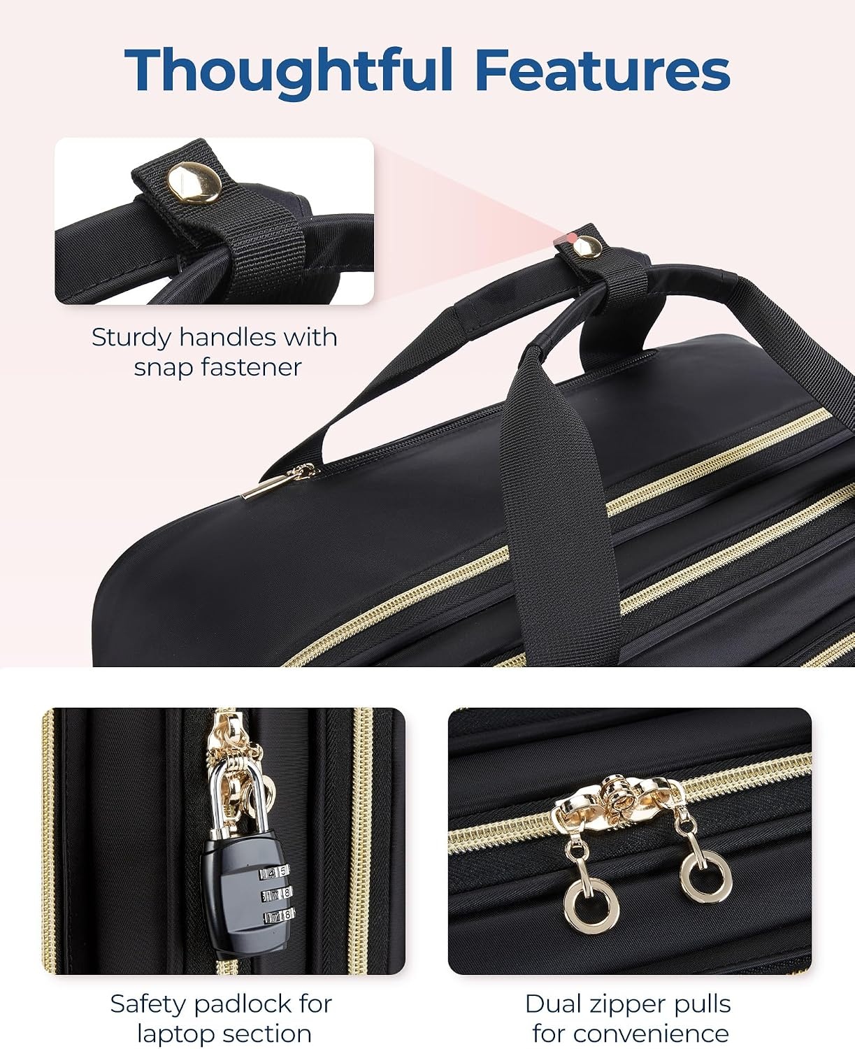 image:imageBAGSMART Womens Rolling Laptop Bag for 156 Inch Laptop Black