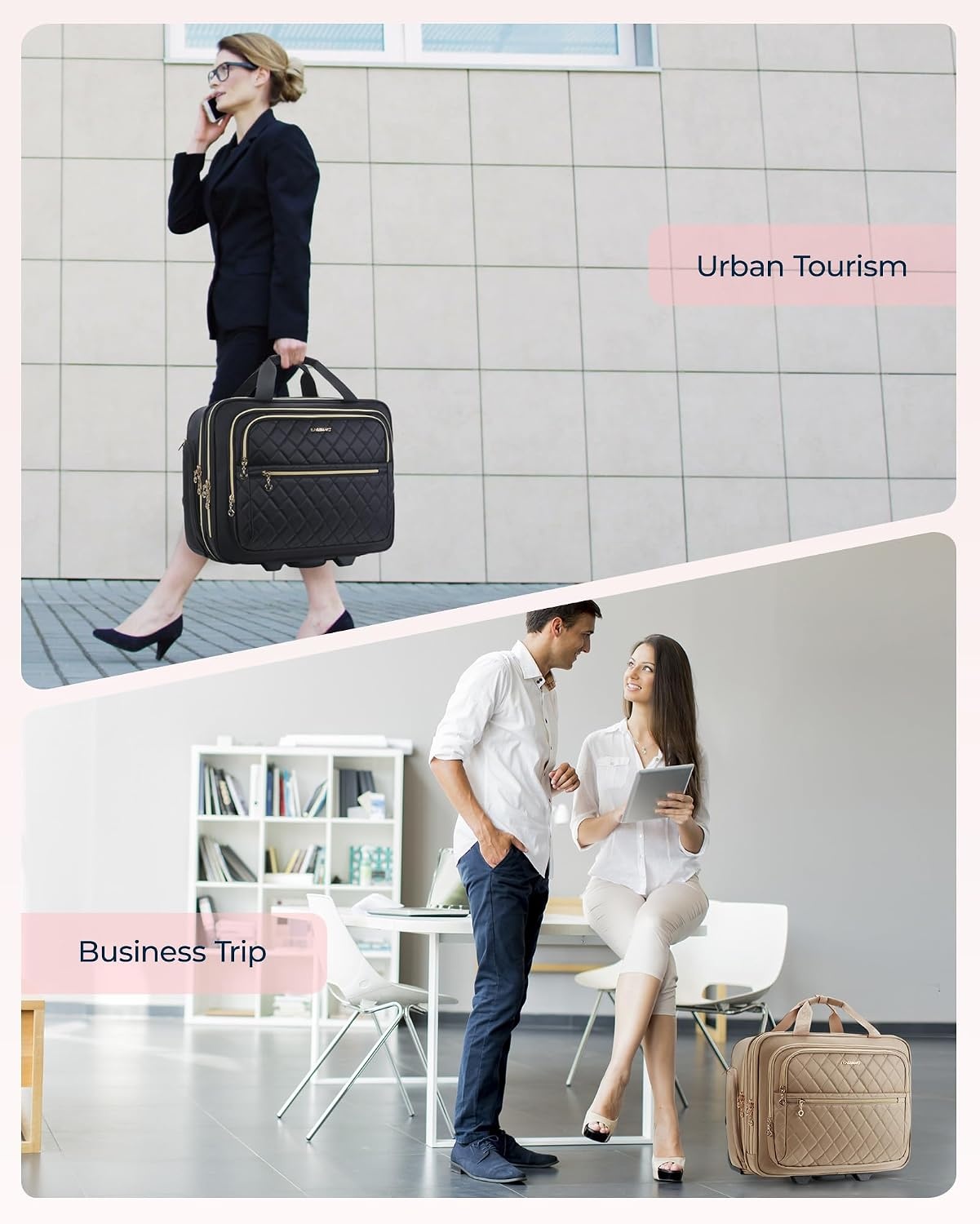 image:imageBAGSMART Womens Rolling Laptop Bag for 156 Inch Laptop Black