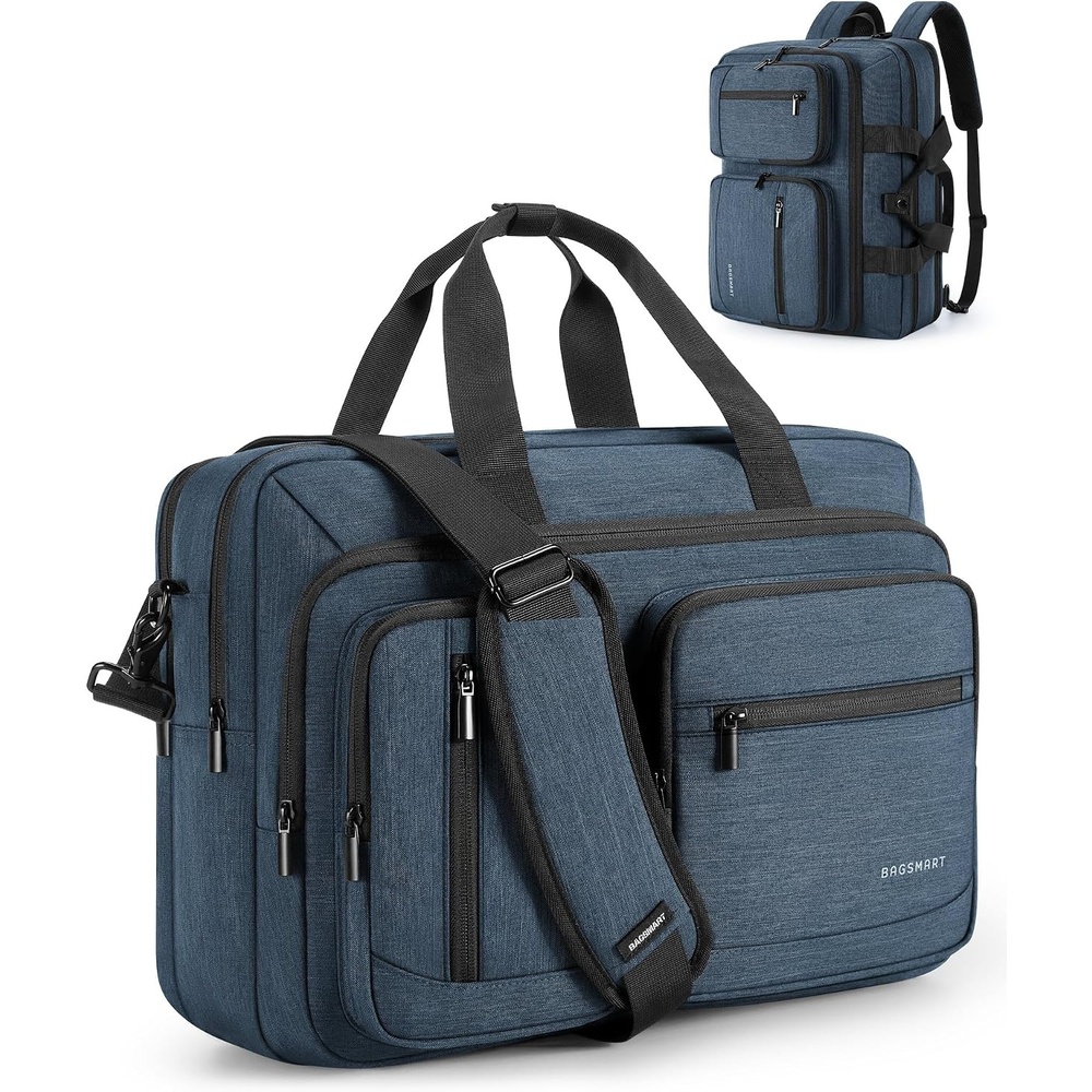image:imageBAGSMART 3 In 1 Laptop Bag for Men Computer Briefcase 173 Inch Laptop WaterRepellent Shoulder Bag Computer Bag Business Travel Office BlackDeep Blue