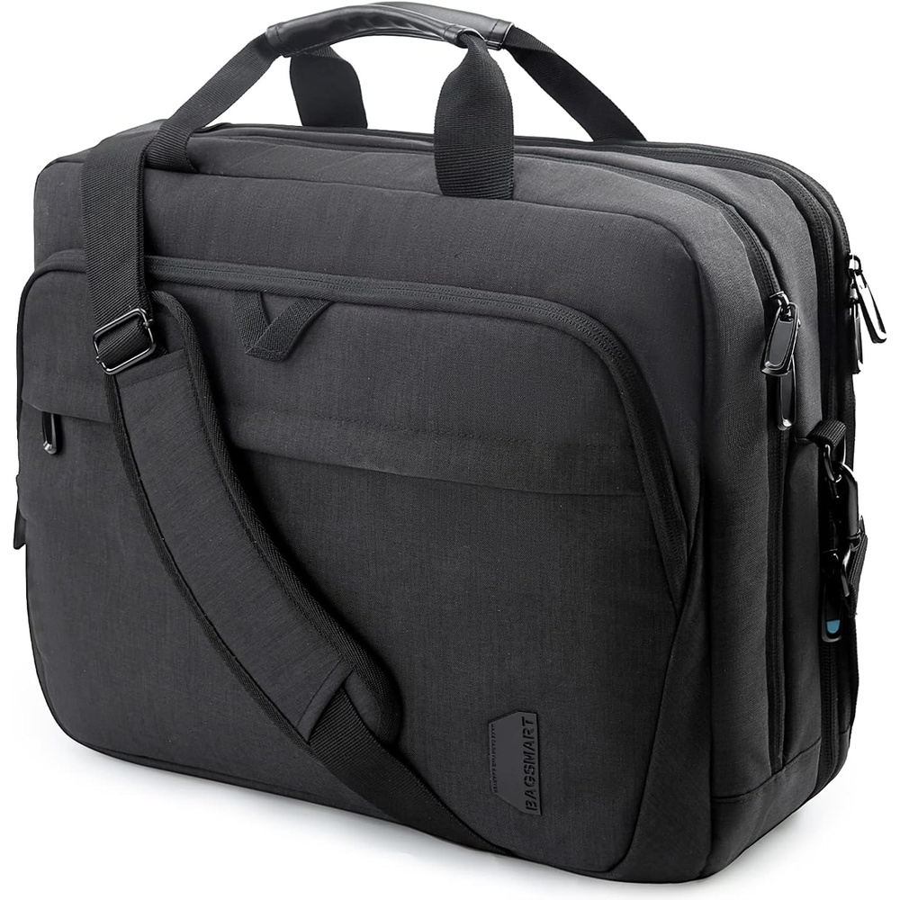 image:imageBAGSMART Laptop Bag 156 Inch Briefcase Men Lockable Computer Bag Work Bag WaterRepellent Shoulder Messenger Bag Travel Office Business BlackBlack184 Inch
