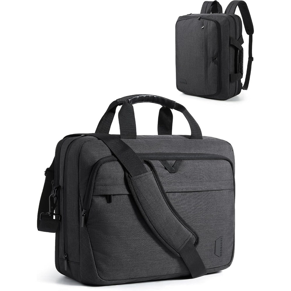 image:imageBAGSMART Laptop Bag 156 Inch Briefcase Men Lockable Computer Bag Work Bag WaterRepellent Shoulder Messenger Bag Travel Office Business BlackBlack3in1