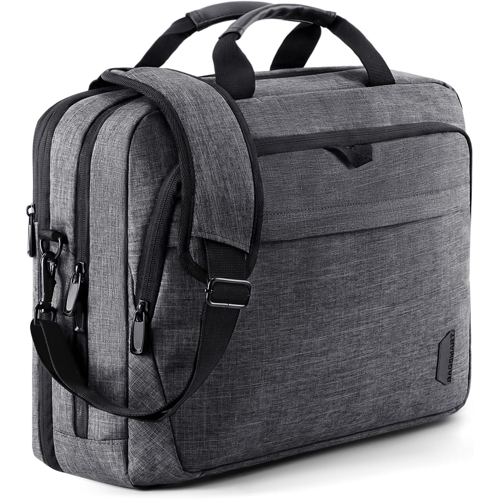 image:imageBAGSMART Laptop Bag 156 Inch Briefcase Men Lockable Computer Bag Work Bag WaterRepellent Shoulder Messenger Bag Travel Office Business BlackDark Grey173 Inch