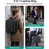 BAGSMART Laptop Bag, 15.6 Inch Briefcase Men, Lockable Computer Bag Work Bag, Water-Repellent Shoulder Messenger Bag Travel Office Business, Black(Black-【3-in-1】)