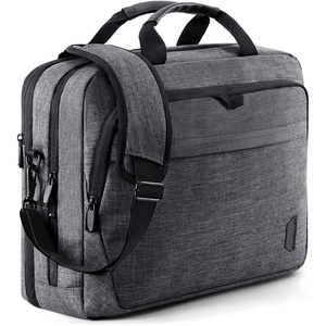 BAGSMART Laptop Bag, 15.6 Inch Briefcase Men, Lockable Computer Bag Work Bag, Water-Repellent Shoulder Messenger Bag Travel Office Business, Black(Dark Grey-17.3 Inch)