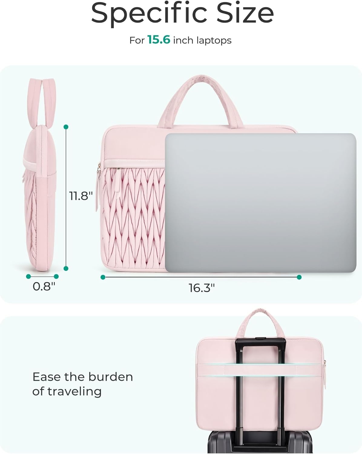image:imageBAGSMART 15616 Inch Laptop Case Padded Laptop Bag Sleeve for MacBook ProBeige