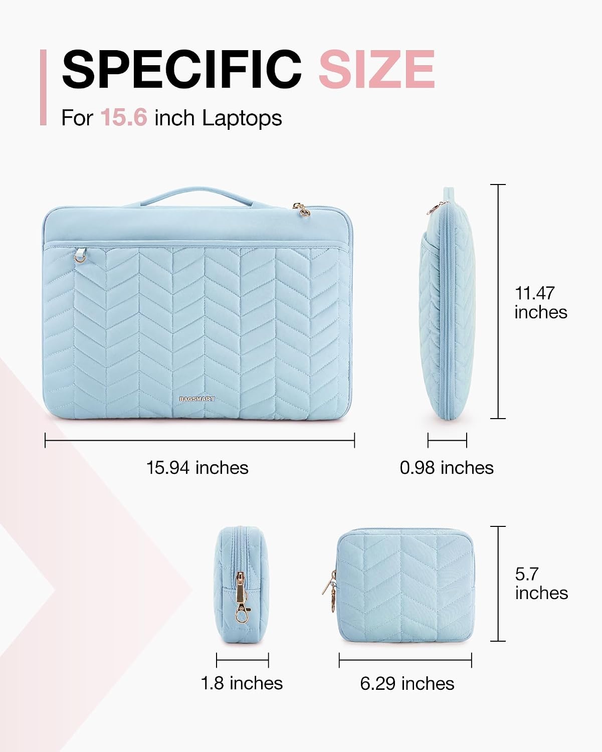 image:imageBAGSMART Laptop Case 1516 inch with Handle Laptop Bag Sleeve PaddedBlue