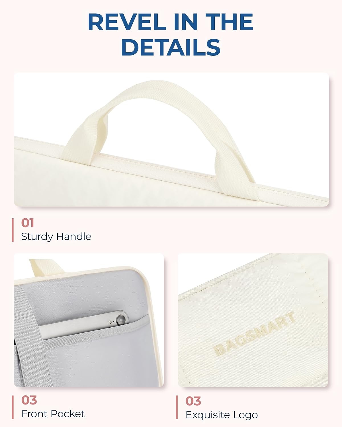 image:imageBAGSMART Laptop Case with Handle Puffy Laptop Sleeve Bag for WomenBeigeshoulder Strap