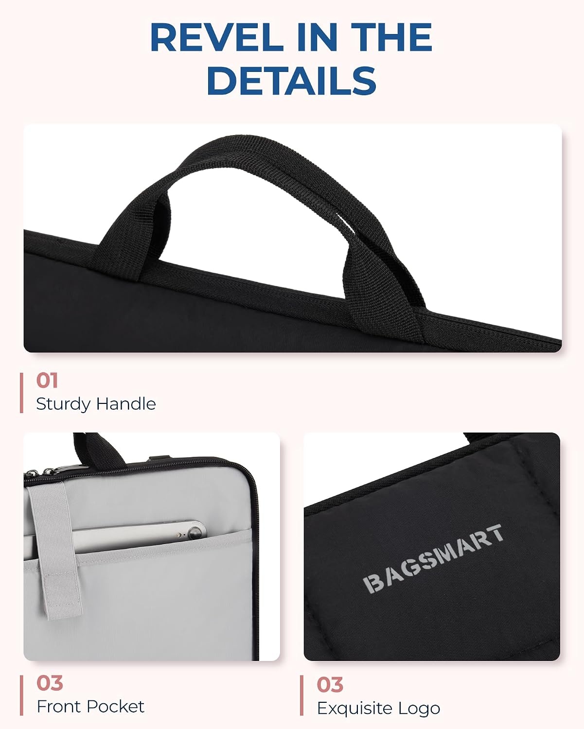 image:imageBAGSMART Laptop Case with Handle Puffy Laptop Sleeve Bag for WomenBlackhandheld