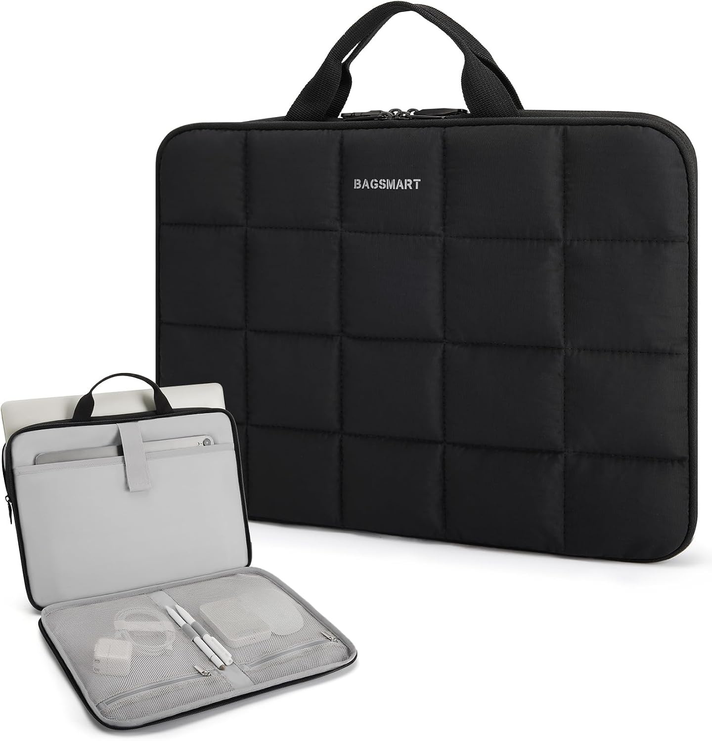 image:imageBAGSMART Laptop Case with Handle Puffy Laptop Sleeve Bag for WomenBlackhandheld