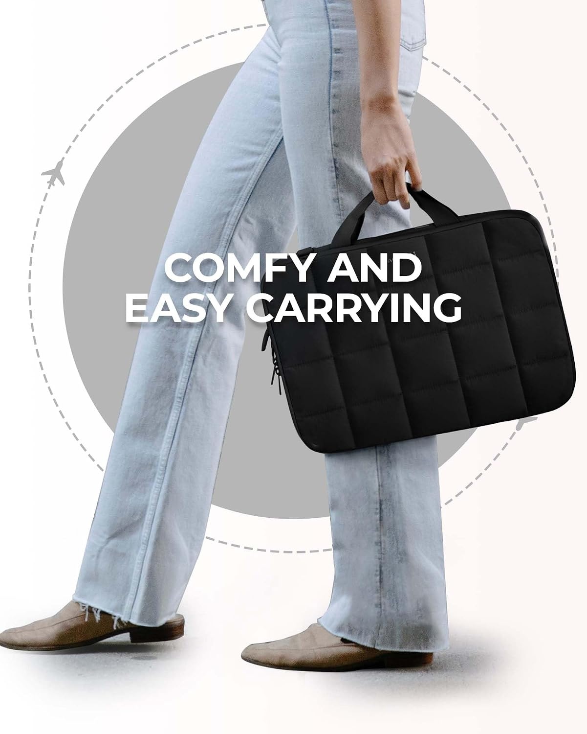 image:imageBAGSMART Laptop Case with Handle Puffy Laptop Sleeve Bag for WomenBlackshoulder Strap
