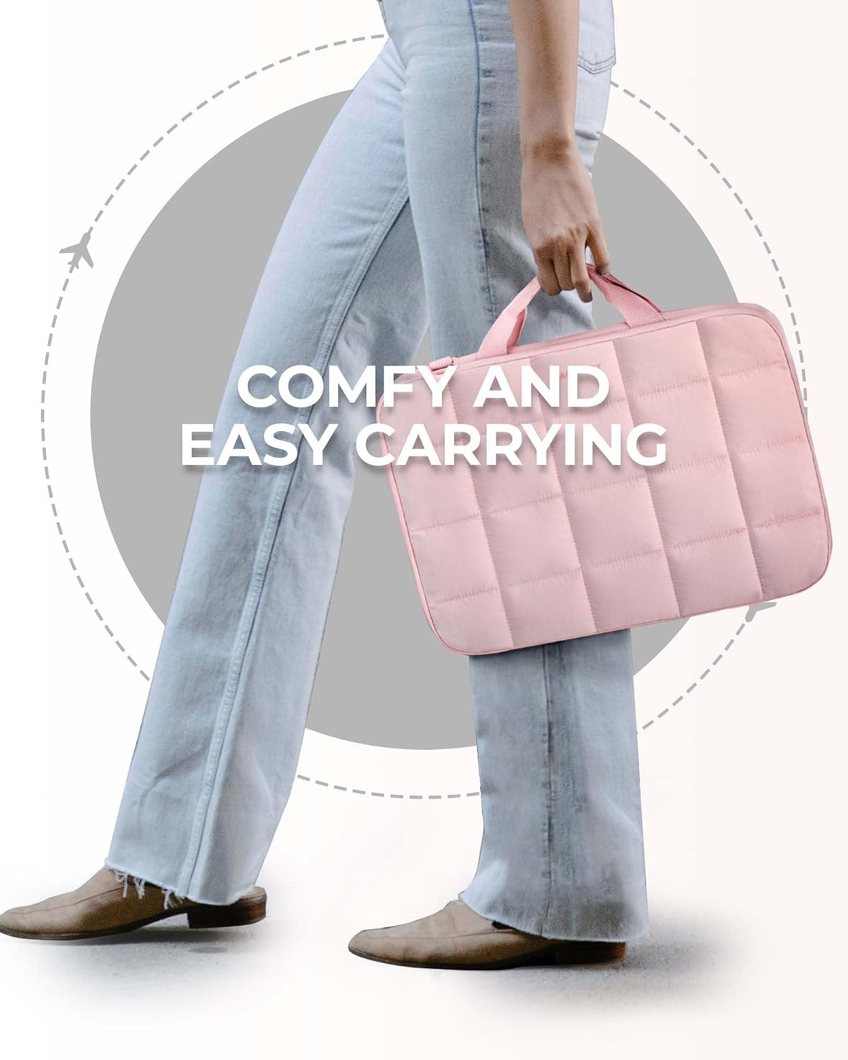 image:imageBAGSMART Laptop Case with Handle Puffy Laptop Sleeve Bag for WomenBrownshoulder Strap