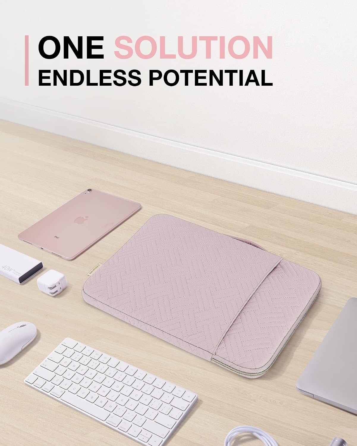 image:imageBAGSMART Laptop Sleeve Bag Compatible with MacBook AirPro 13133 inch Notebook Pro 14 Inch Air M2 13 Case Accessories Bag Pink