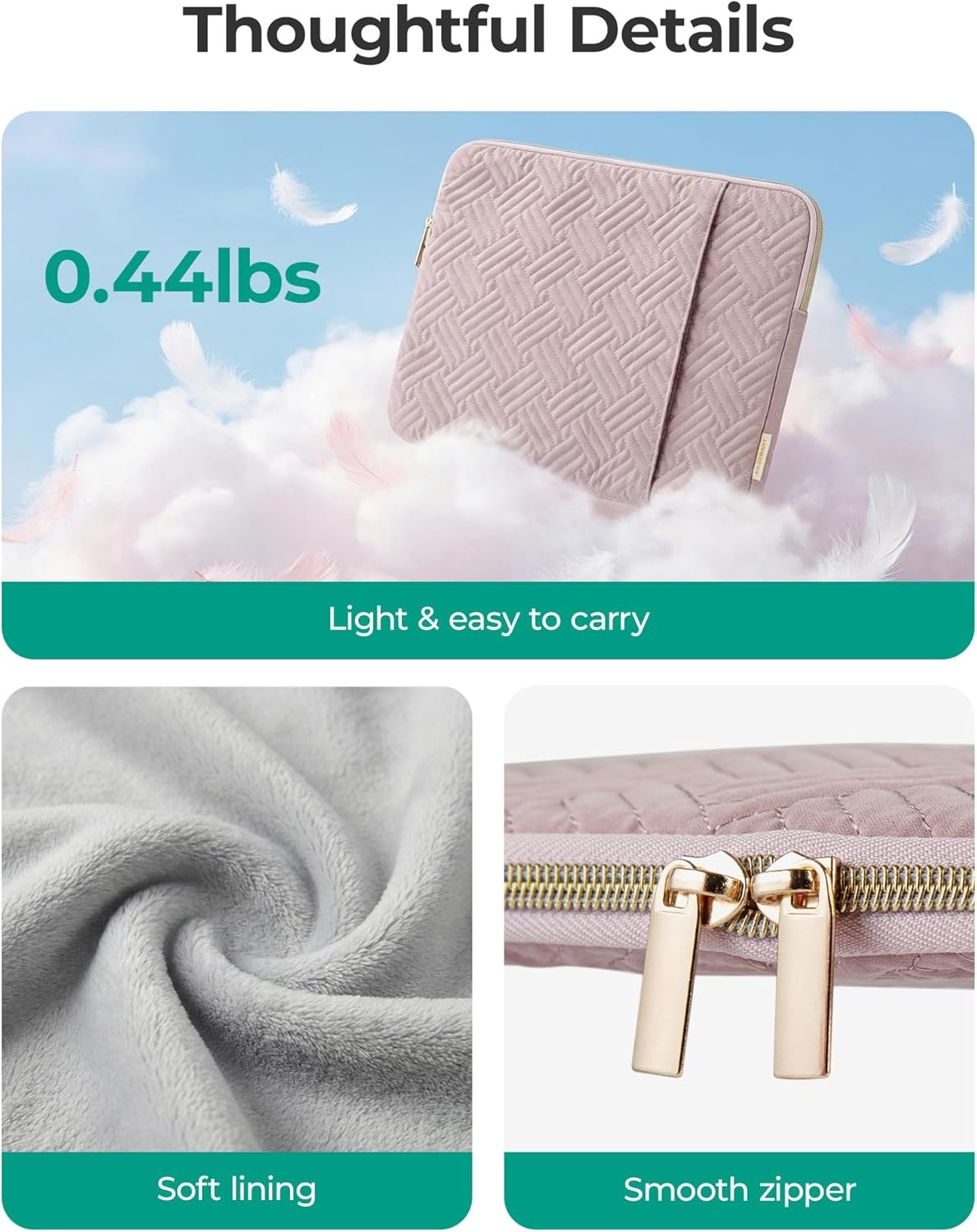 image:imageBAGSMART Lightweight Laptop Sleeve with Pocket Protective Laptop CaseBaby Pink