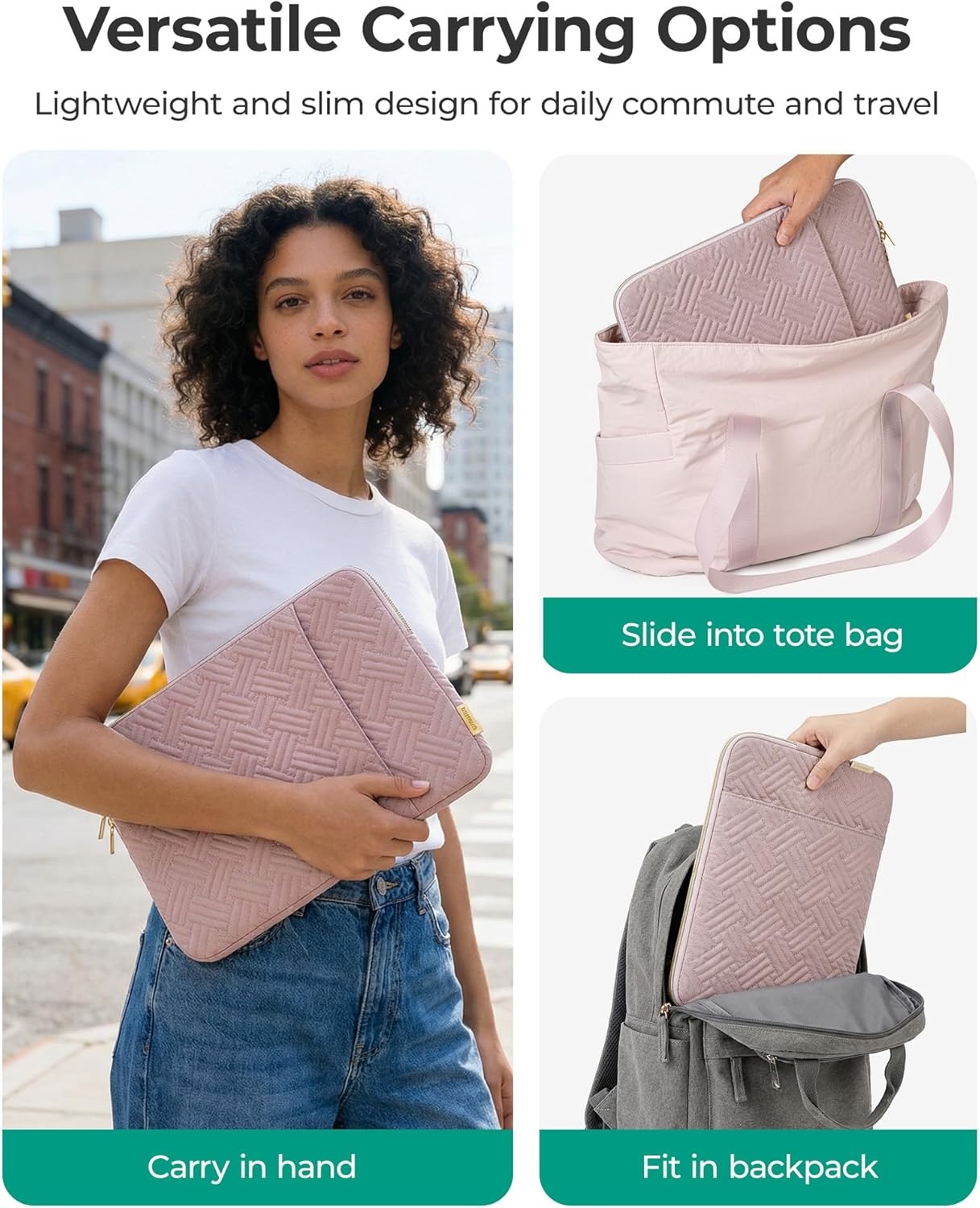 image:imageBAGSMART Lightweight Laptop Sleeve with Pocket Protective Laptop CaseBaby Pink