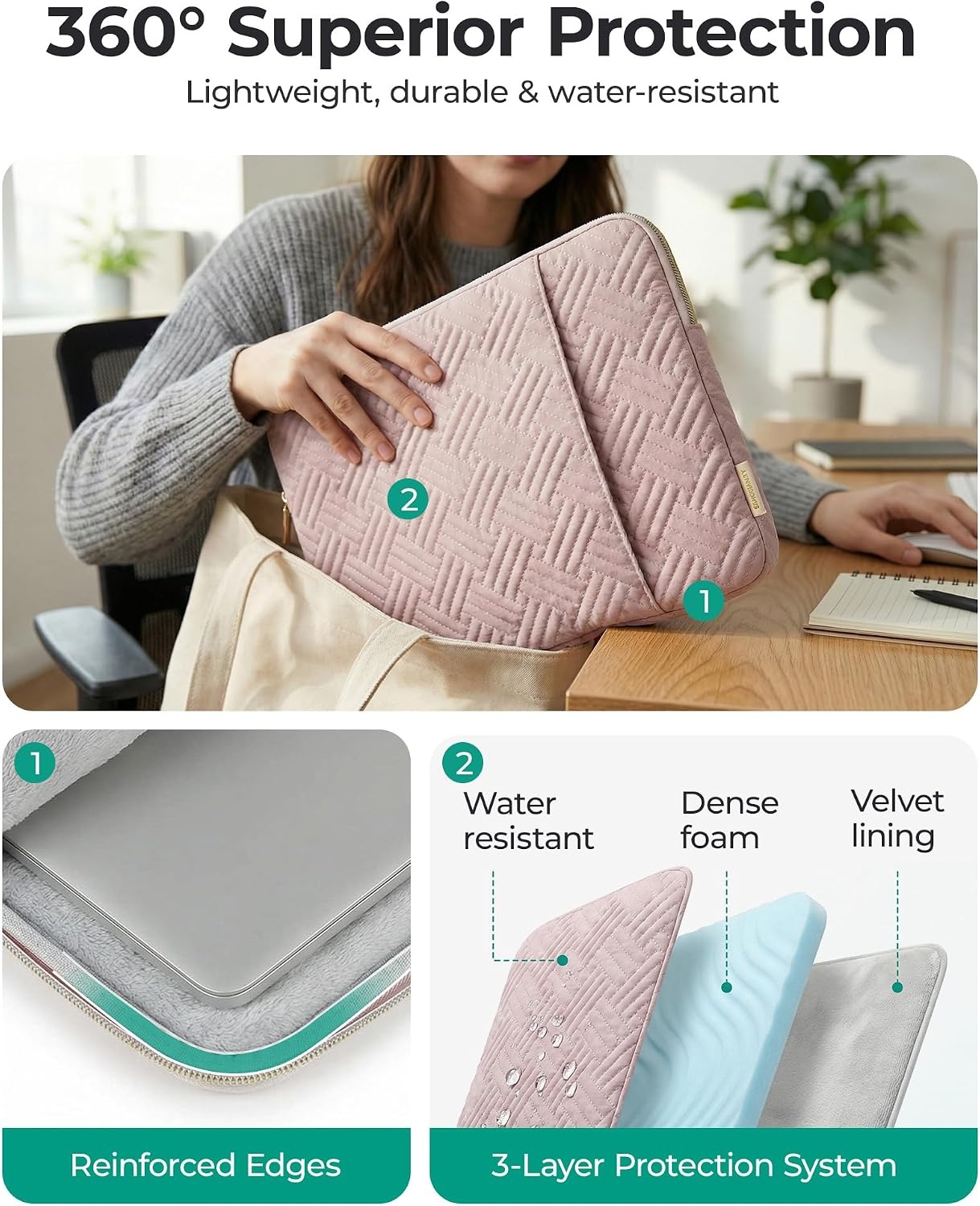 image:imageBAGSMART Lightweight Laptop Sleeve with Pocket Protective Laptop CaseWarm Tan