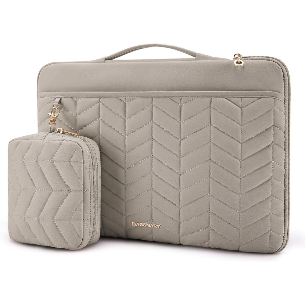 image:imageBAGSMART Laptop Case 1516 inch with Handle Laptop Bag Sleeve PaddedWarm Gray