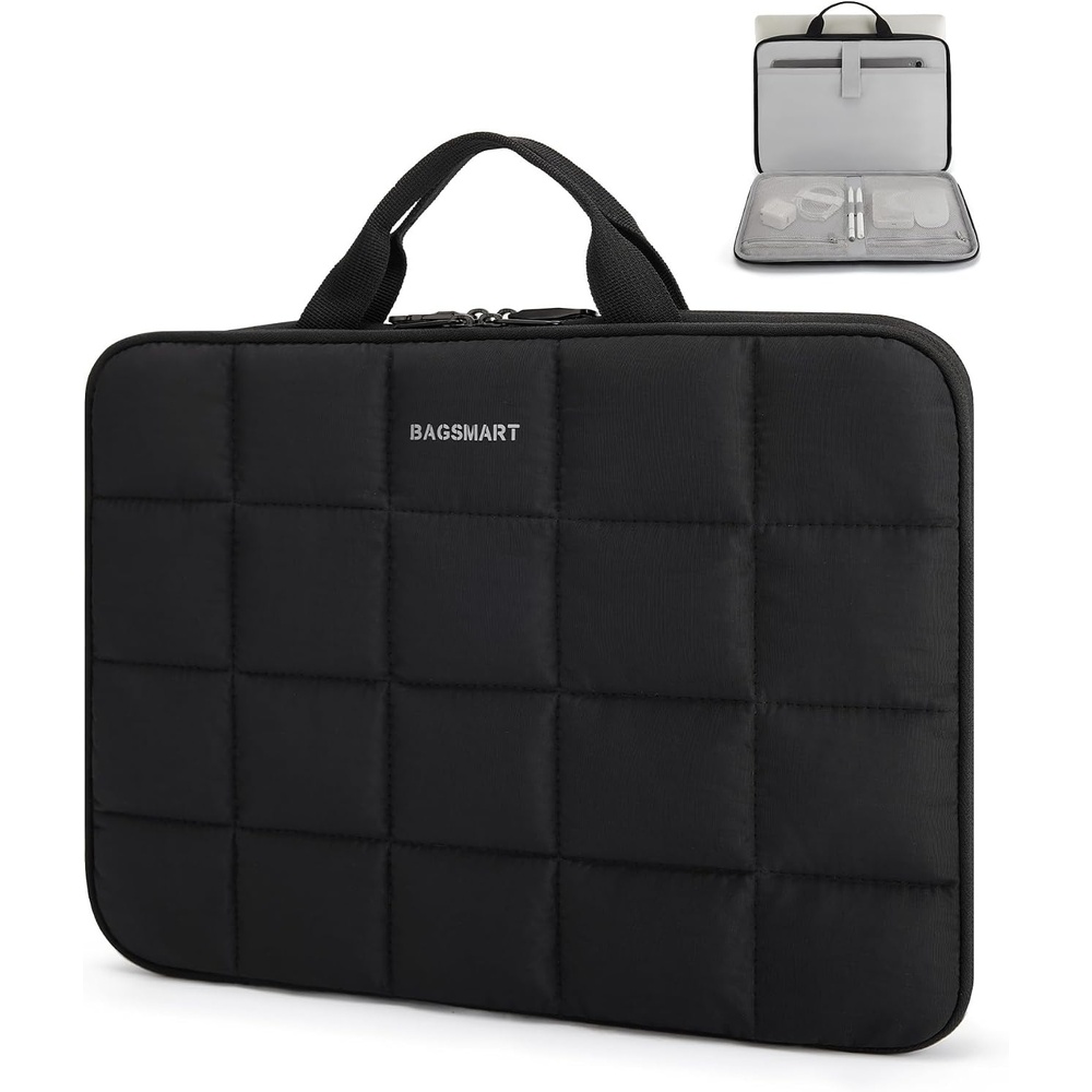 image:imageBAGSMART Laptop Case with Handle Puffy Laptop Sleeve Bag for WomenBlackhandheld