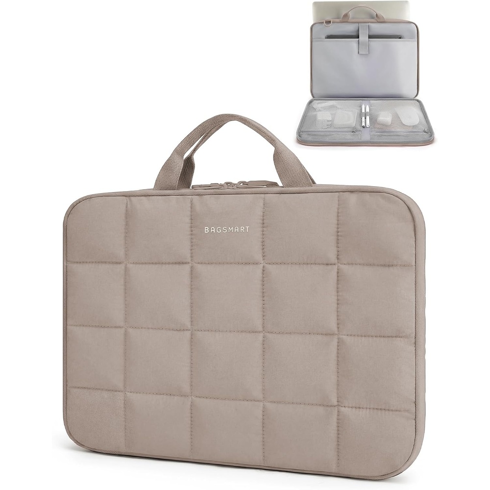 image:imageBAGSMART Laptop Case with Handle Puffy Laptop Sleeve Bag for WomenBrownhandheld
