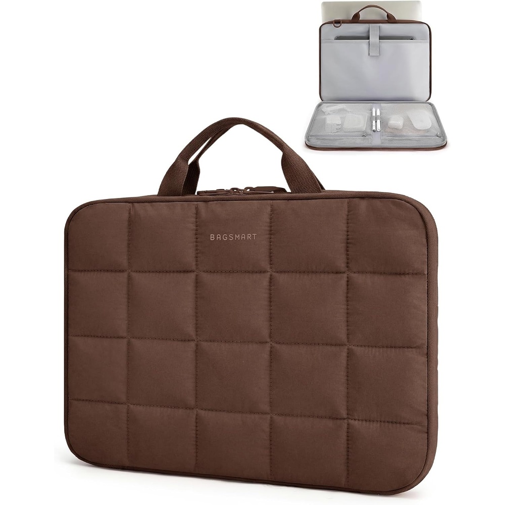 image:imageBAGSMART Laptop Case with Handle Puffy Laptop Sleeve Bag for WomenCoffee Brownhandheld