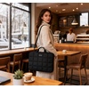 BAGSMART Laptop Case with Handle, Puffy Laptop Sleeve Bag for Women(Black-shoulder Strap)