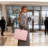 BAGSMART Laptop Case with Handle, Puffy Laptop Sleeve Bag for Women(Pink-shoulder Strap)