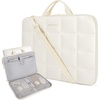 BAGSMART Laptop Case with Handle, Puffy Laptop Sleeve Bag for Women(Beige-shoulder Strap)