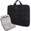 BAGSMART Laptop Case with Handle, Puffy Laptop Sleeve Bag for Women(Black-shoulder Strap)