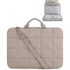 BAGSMART Laptop Case with Handle, Puffy Laptop Sleeve Bag for Women(Brown-shoulder Strap)