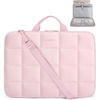 BAGSMART Laptop Case with Handle, Puffy Laptop Sleeve Bag for Women(Pink-shoulder Strap)