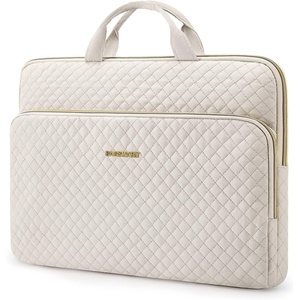 BAGSMART 13-Inch Laptop Sleeve, Black, Polyester(Beige)