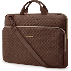 BAGSMART 13-Inch Laptop Sleeve, Black, Polyester(Coffee brown-Shoulder Strap)