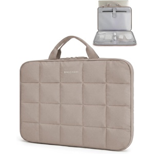 BAGSMART Laptop Case with Handle, Puffy Laptop Sleeve Bag for Women(Brown-hand-held)