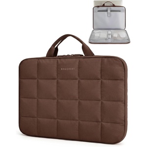 BAGSMART Laptop Case with Handle, Puffy Laptop Sleeve Bag for Women(Coffee Brown-hand-held)