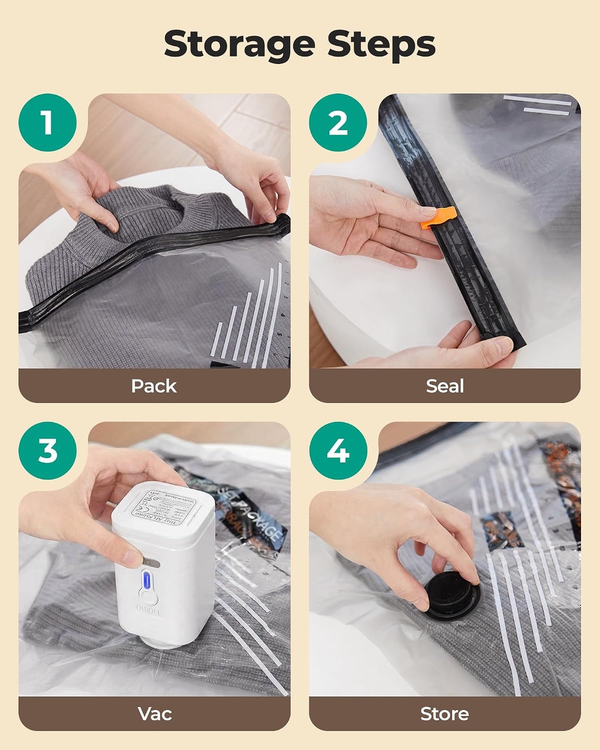 image:imageBAGSMART 18 Pack PAPE Travel Vacuum Bags with Wireless PumpeGray