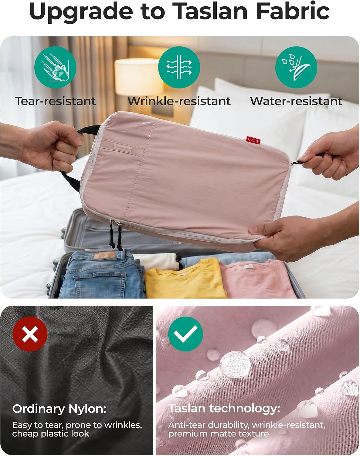 image:imageBAGSMART 6 Set Compression Packing Cubes with Fillable Neck PillowCrimson Purple