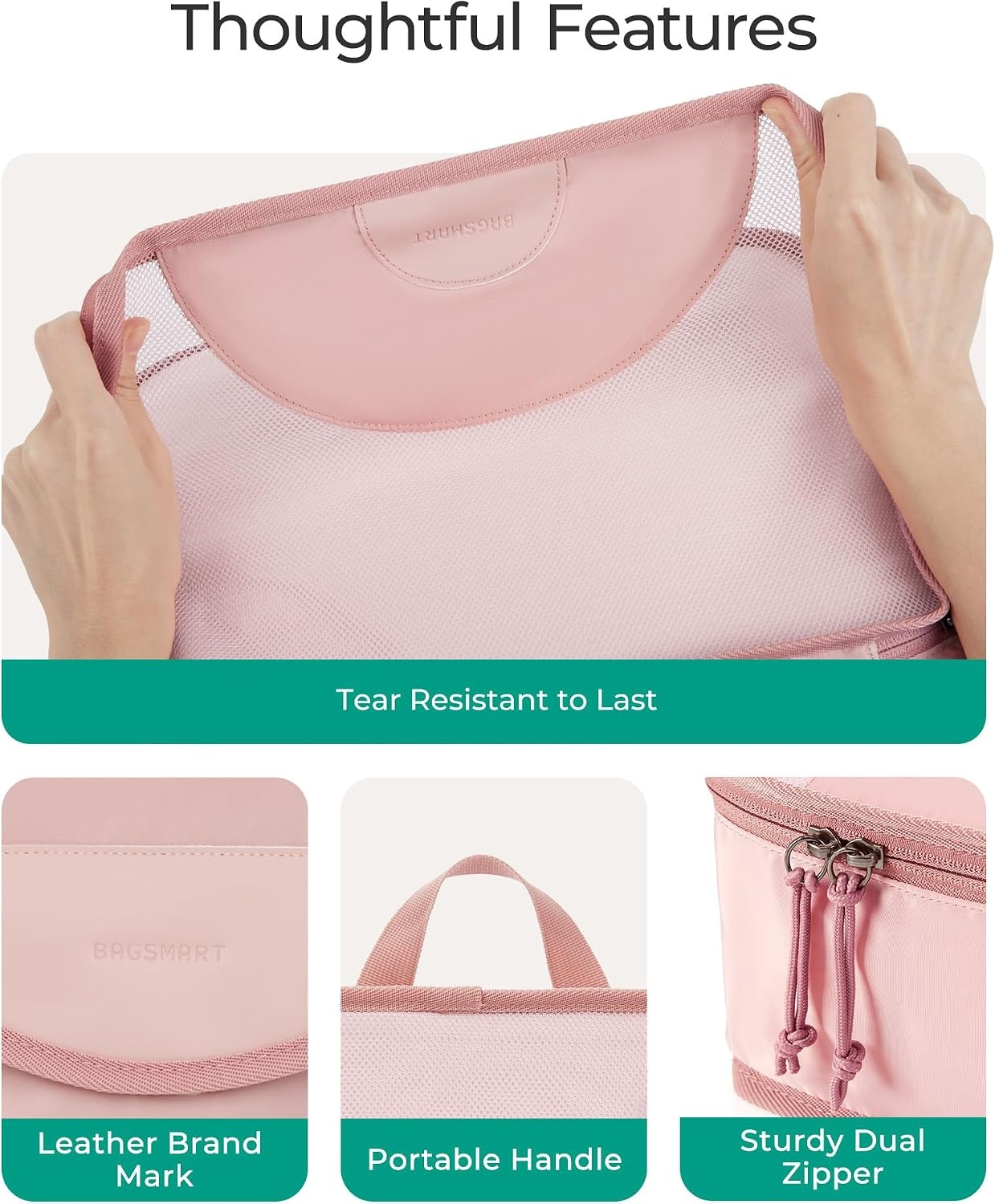 image:imageBAGSMART Garment Folder Packing Cubes for Travel 4 Set Lightweight Travel Cubes for Wrinkle Free Durable Suitcase Organizers Bag Set for Travel Essentials White Opal