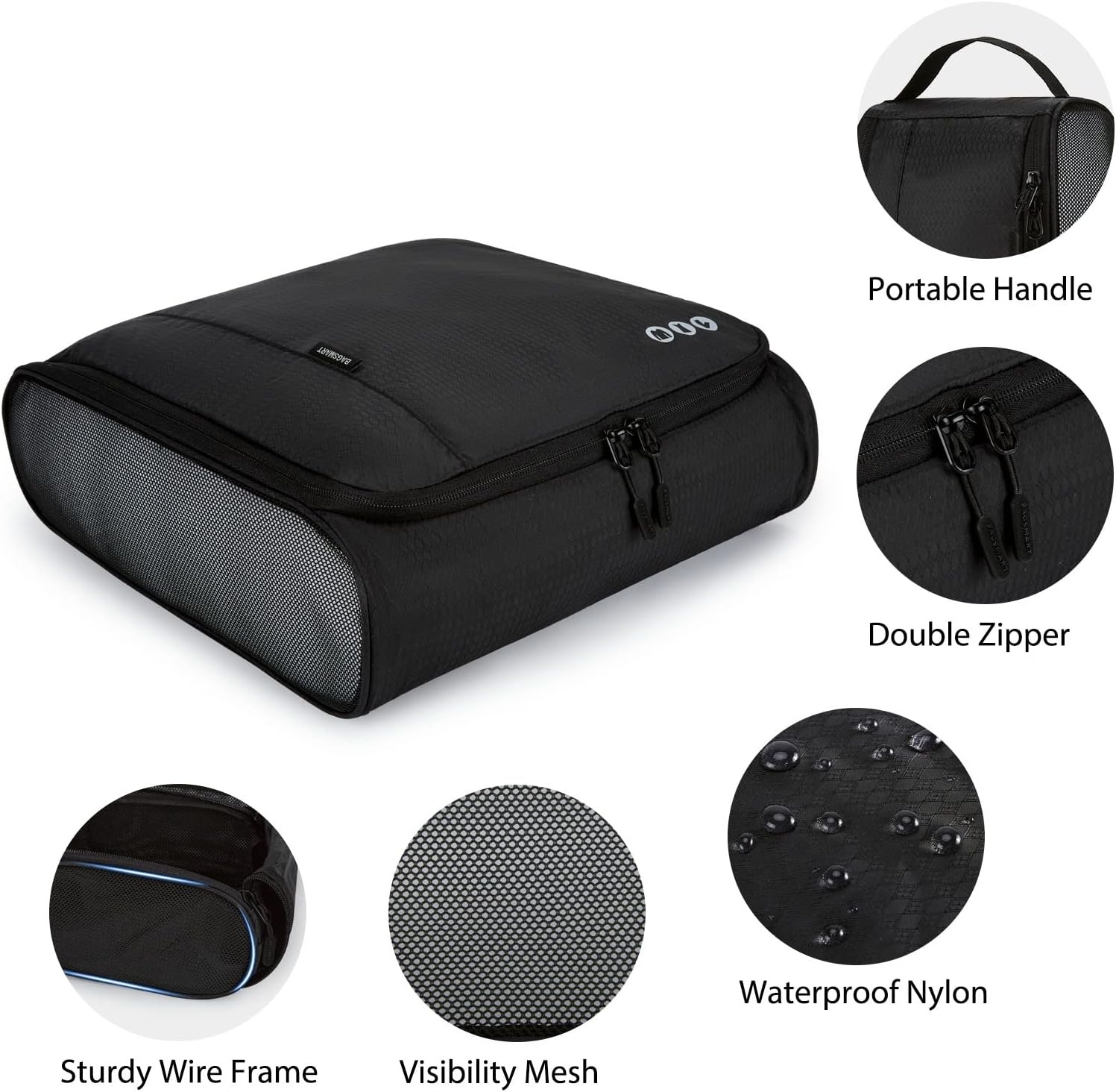 image:imageBAGSMART Keep Shape Packing Cubes for Travel 6 Set Travel Cubes for Packing Lightweight Suitcase Organizer Bags Set for Travel Essentials02Black