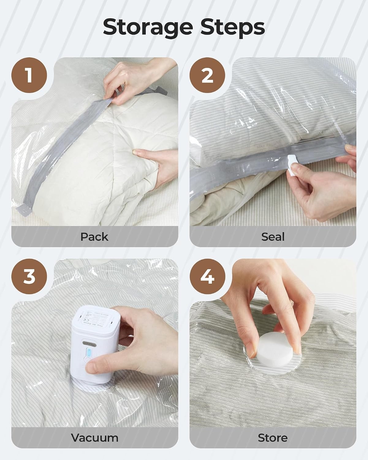 image:imageBAGSMART Travel Vacuum Bags with Rechargeable Electric Pump 18PC KitGray