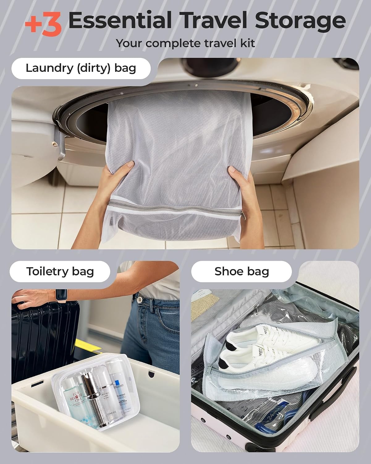 image:imageBAGSMART Travel Vacuum Bags with Rechargeable Electric Pump 18PC KitGrayTravel Size