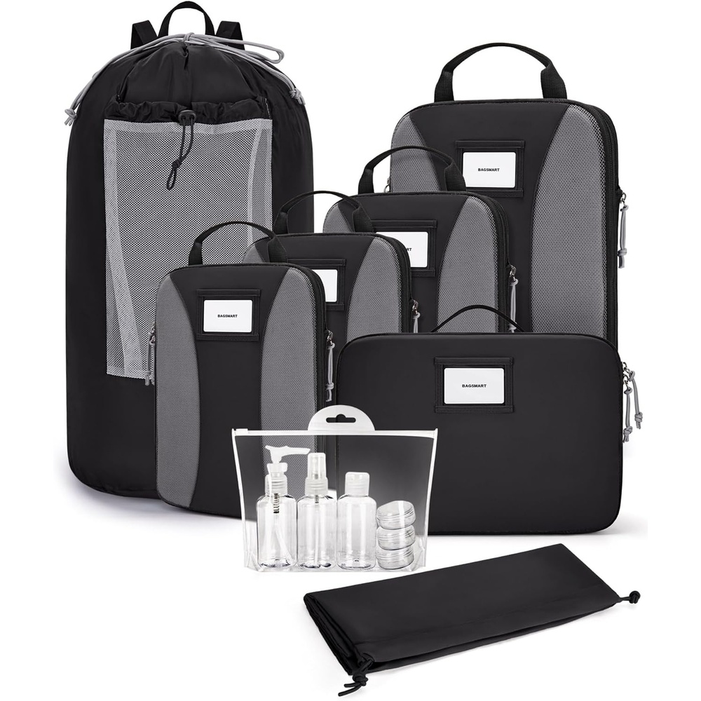 image:imageBAGSMART Compression Packing Cubes Lightweight Travel EssentialsBlack