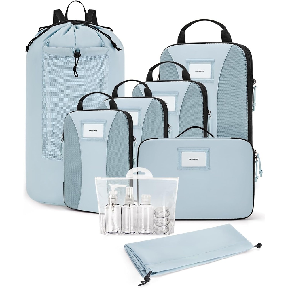 image:imageBAGSMART Compression Packing Cubes Lightweight Travel EssentialsBlue