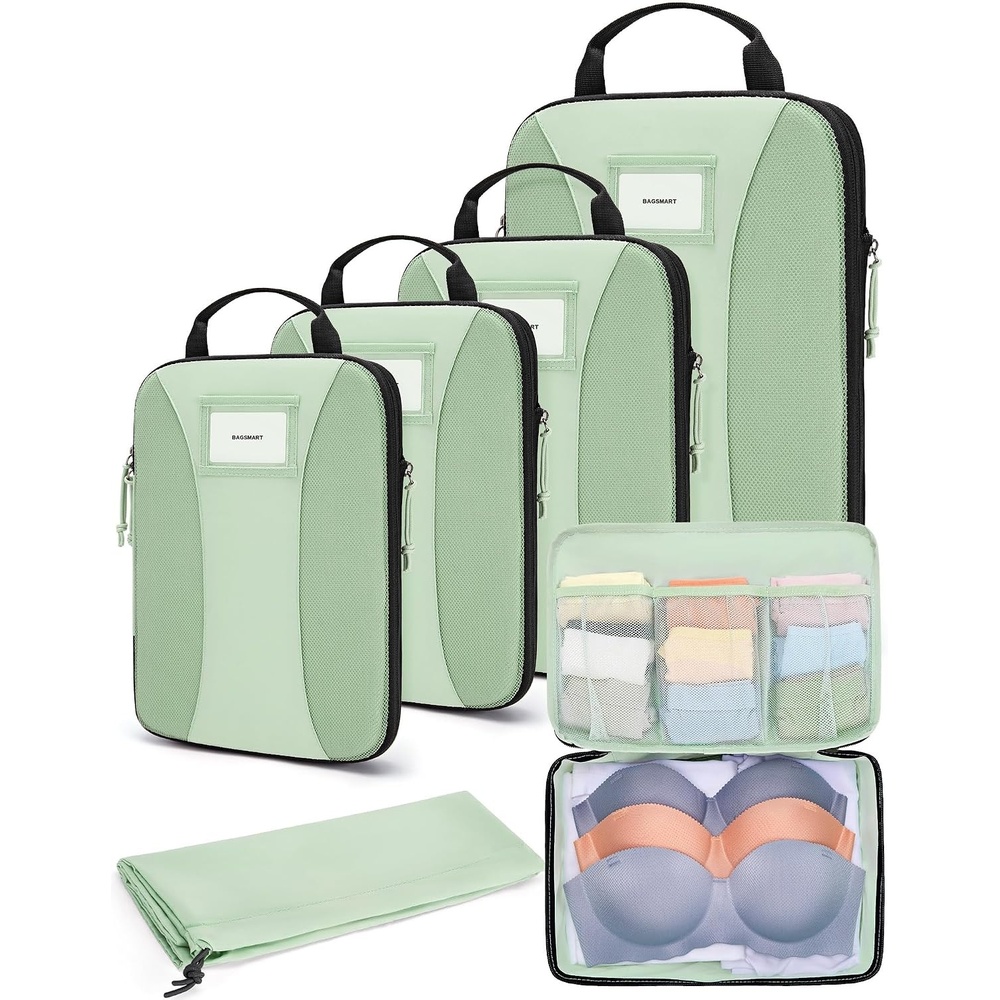 image:imageBAGSMART Compression Packing Cubes Lightweight Travel EssentialsKohlrabi Green